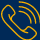 Yellow phone icon in line art style on a blue background